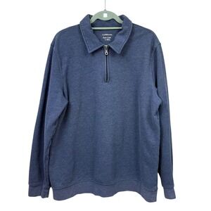 Croft & Barrow Men's Size L Easy Care Heather Blue Quarter-Zip Pullover Sweater